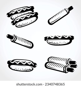 Hot dog set. Collection icon hot-dog. Vector