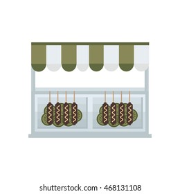 hot dog shop cartoon green, brown color