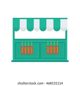 hot dog shop cartoon green, orange color