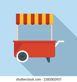 Hot dog shop icon flat vector. Food cart. Eat seller