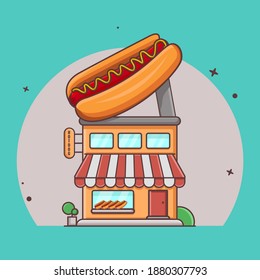 hot dog shop vector design illustration.
with good quality, can be used as an icon, and others.