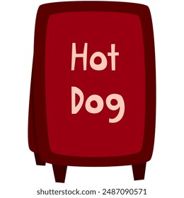 hot dog sign broad, menu sign broad, stand sidewalk sign, broad name sign, vector illustration