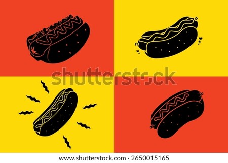 Hot dog silhouette collection Vector Illustration