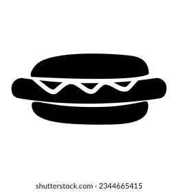 Hot dog silhouette icon isolated. Vector illustration