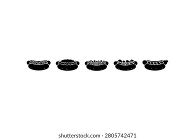 Hot Dog Silhouette Vector Collection Set