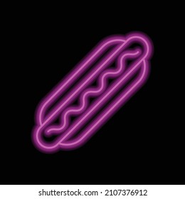 Hot Dog simple icon vector. Flat desing. Purple neon on black background.ai