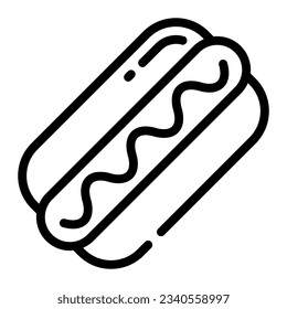 Hot Dog Simple Line Icon Symbol Logo