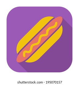 Hot dog. Single flat color icon. Vector illustration.
