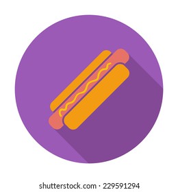 Hot dog. Single flat color icon. Vector illustration.