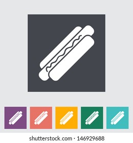Hot dog. Single flat icon. Vector illustration.