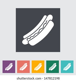 Hot dog. Single flat icon. Vector illustration.