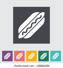 Hot dog. Single flat icon. Vector illustration.