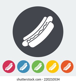 Hot dog. Single flat icon on the circle. Vector illustration.