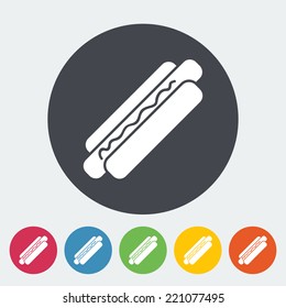 Hot dog. Single flat icon on the circle. Vector illustration.