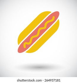 Hot dog. Single flat icon on white background. Vector illustration.