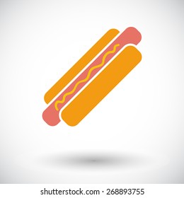 Hot dog. Single flat icon on white background. Vector illustration.