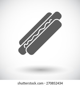 Hot dog. Single flat icon on white background. Vector illustration.