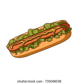 Hot dog, single icon in cartoon style.Hot dog vector symbol stock illustration web.