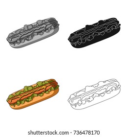 Hot dog, single icon in cartoon style.Hot dog vector symbol stock illustration web.