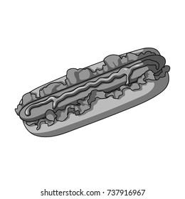 Hot dog, single icon in monochrome style.Hot dog vector symbol stock illustration web.