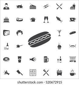 Hot Dog Single icon on the white background. restaurant set of icons.