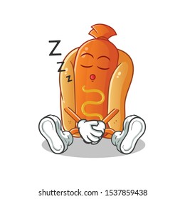 hot dog sleep cartoon vector mascot illustration