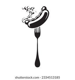 Hot Dog with smoke on the fork