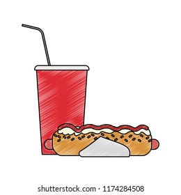 Hot dog and soda cup scribble