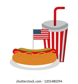 hot dog soda flag american food celebration
