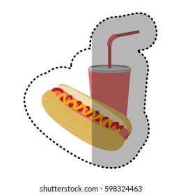 hot dog and soda icon, vector illustraction design image