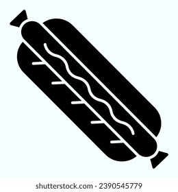 Hot dog solid icon. Fast food vector illustration isolated on white. Tasty sausage with bun glyph style design, designed for web and app. Eps 10