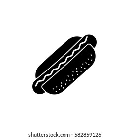 Hot dog solid icon, food & drink elements, fast food sign, a filled pattern on a white background, eps 10.