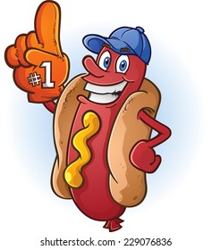 Hot Dog Sports Fan Cartoon Character