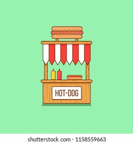 Hot dog stand in flat style