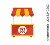 Hot dog stand icon flat vector. Street kiosk. Market store isolated