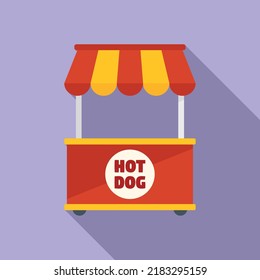 Hot dog stand icon flat vector. Street kiosk. Market store