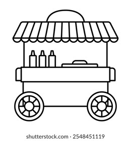 Hot dog stand. Street food cart. Vector illustration.