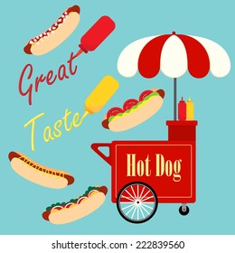 Hot Dog Stand Vector.