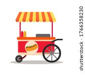 Hot dog stand vector illustration draw in flat design isolated on white background 