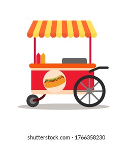 Hot dog stand vector illustration draw in flat design isolated on white background 