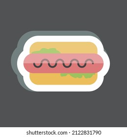 Hot Dog Sticker in trendy isolated on black background