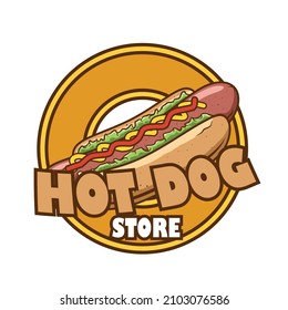 hot dog store logo concept