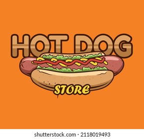 concepto de logotipo de la tienda de hot dog