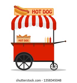 Hot dog cart vector image