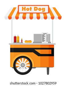 Hot Dog Street Cart Vector Stock Vector (Royalty Free) 1027802959 ...