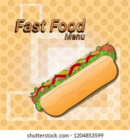 Hot Dog street festival, fast food menu seamless pattern background cooking collection concept vector illustration