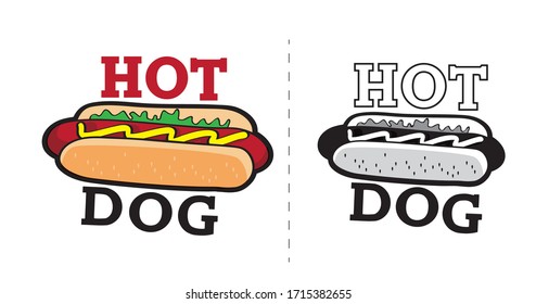 Hot Dog Street Food Colorful Vector Illustration.