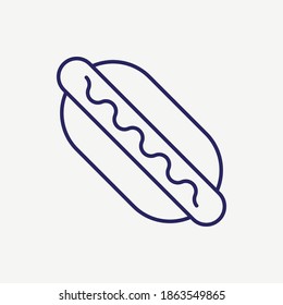 Hot Dog Street Food Outline Vector Icon