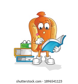 hot dog studying mascot. cartoon vector