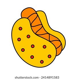 hot dog of summer doodles icon set